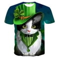 thumbnail image 1 of Qiopertar Liquidation à Moins de 5$ T-Shirt à Manches Courtes Décontracté Imprimé pour la Saint-Patrick Col Rond en Solde, 1 of 3