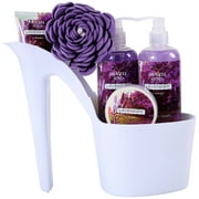 Draizee Heel Shoe Spa Gift Set Lavender Scented Bath Essentials Gift Basket With Shower Gel, Bubble Bath, Body Butter, Body Lotion And Soft EVA Bath Puff Luxurious Home Relaxation Gifts For Women