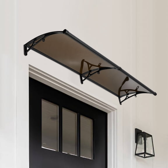 Tawny Black Modern Front Door Arch Rainshed 78.7*23.6 for Outdoor, Sun Protection,Balconies And Roofs