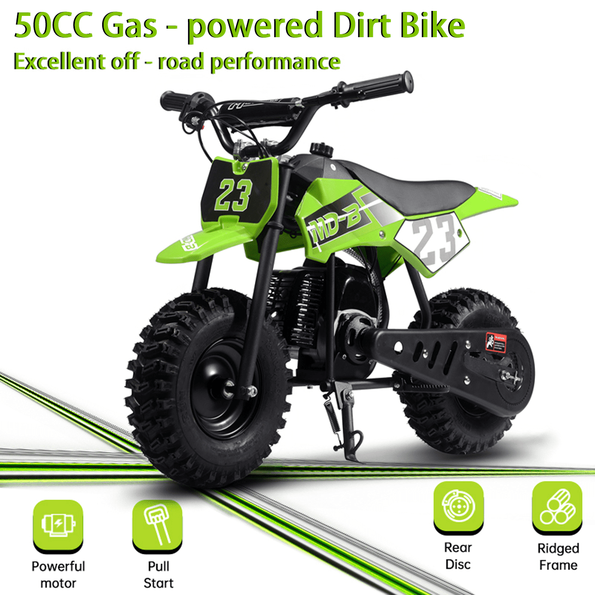 SAY YEAH Mini Bike,50cc 2-Stroke Gas Motorcycle for Teens with Pull Start & Auto Transmission,EPA Approved,38*27*22in,Green