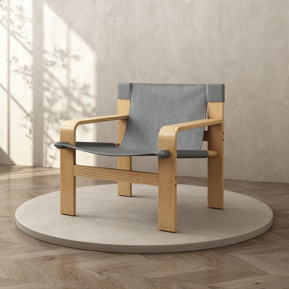 Accent Chairs Detachable and Washable Oak Accent Chair Wide Armrest Mid-Century Lounge Chair Linen Fabric Armchair & Solid Wood Frame for Living Room, Bedroom, Balcony,(DARK GREY),Fabric Accent Chair