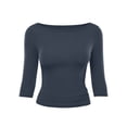 thumbnail image 6 of FAIWAD Women's 3/4 Sleeve Tops Boat Neck Slim Fitted T Shirts Stretchy Casual Layering Tees, 6 of 7