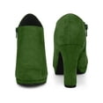 thumbnail image 5 of BLISSFUL STEP Round Toe Platform Block Heels Ankle Booties for Women Emerald Green 7, 5 of 6