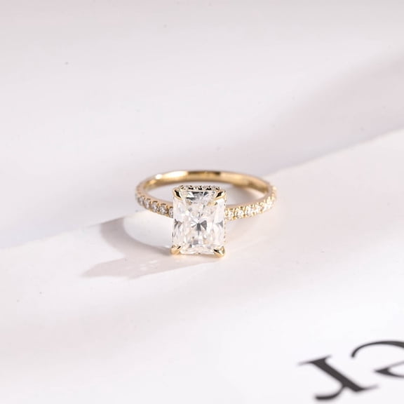 2Ct Radiant Cut Lab Created Diamond Engagement Ring 14K Yellow Gold Plated