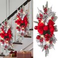 thumbnail image 2 of Christmas Artificial Swags,23.6'' Christmas Teardrop Swag Xmas Cordless Prelit Stairway Swags with Bowknot,Berries,Teardrop Trim Wreath Xmas Decor for Stairs,Front Door,Home Garden Decor(Z1-Red), 2 of 8