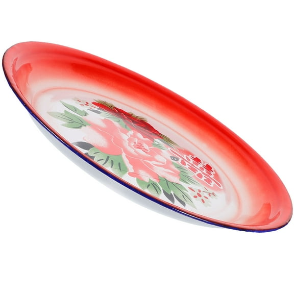 Hemobllo Round Serving Plate Chinese Enamel Plate Multi 1Set