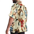 thumbnail image 3 of Football Men's Short Sleeve Button Down Poplin Hawaiian Shirt for Summer Beach, Casual Printed Unisex Style, 3 of 6