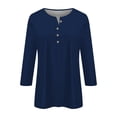 thumbnail image 2 of Tiqkatyck Womens Tops on Sale, Women's Fashion Button Up 3/4 Sleeve Solid Color T Shirt Shirt Top Long Sleeve Shirts for Women Blouses for Women Dressy Casual Navy M, 2 of 5