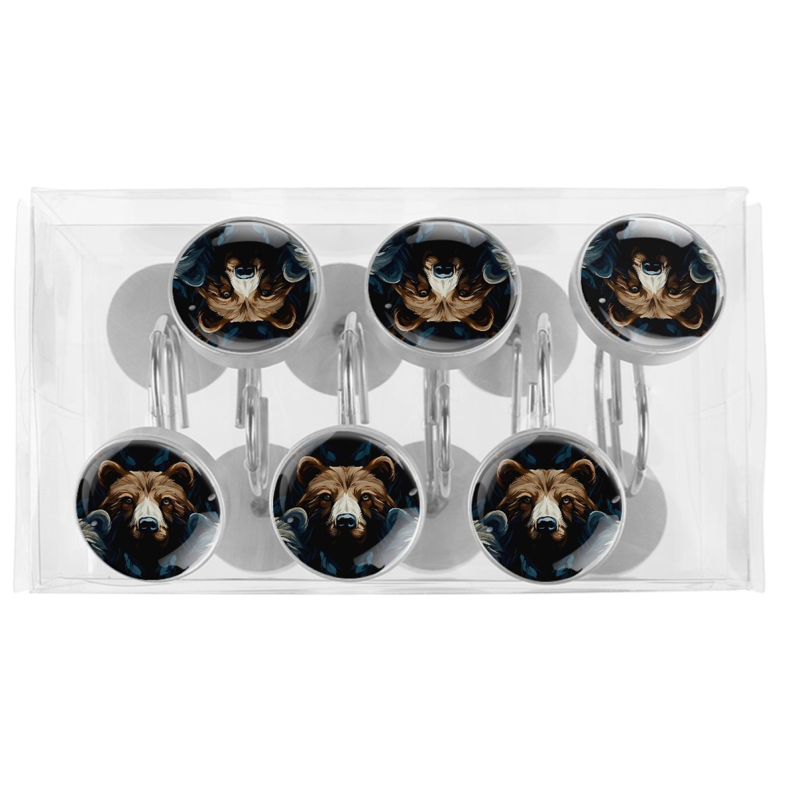 HemaKayy 12 Pcs Decorative Shower Curtain Hooks - Stainless Steel Rings for Bathroom Decor - Easy Glide & Secure Hold - Perfect Decoration for Bathroom Shower Rods - Animal Bear