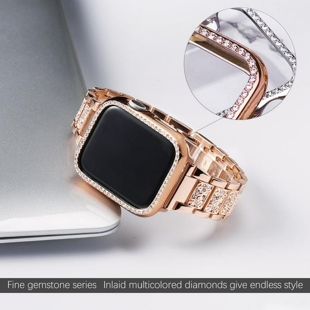 LEIXIUER Case+Bling Stainless Steel Band for Apple Watch  display picture 1