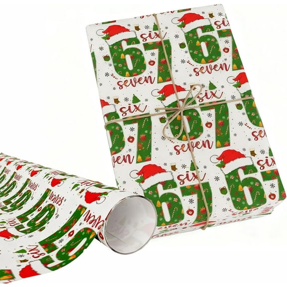 67 Wrapping Paper, Funny 67 Edition Wrapping Paper for Gifts, 5 Pcs 40" L Basketball Santa Christmas Wrapping Paper Rolls, Unique 6-7 Christmas Gift Wrap, Birthday Xmas Gifts for Men