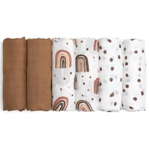 Gllquen Baby Muslin Swaddle Blankets, 6-Pack Rainbow