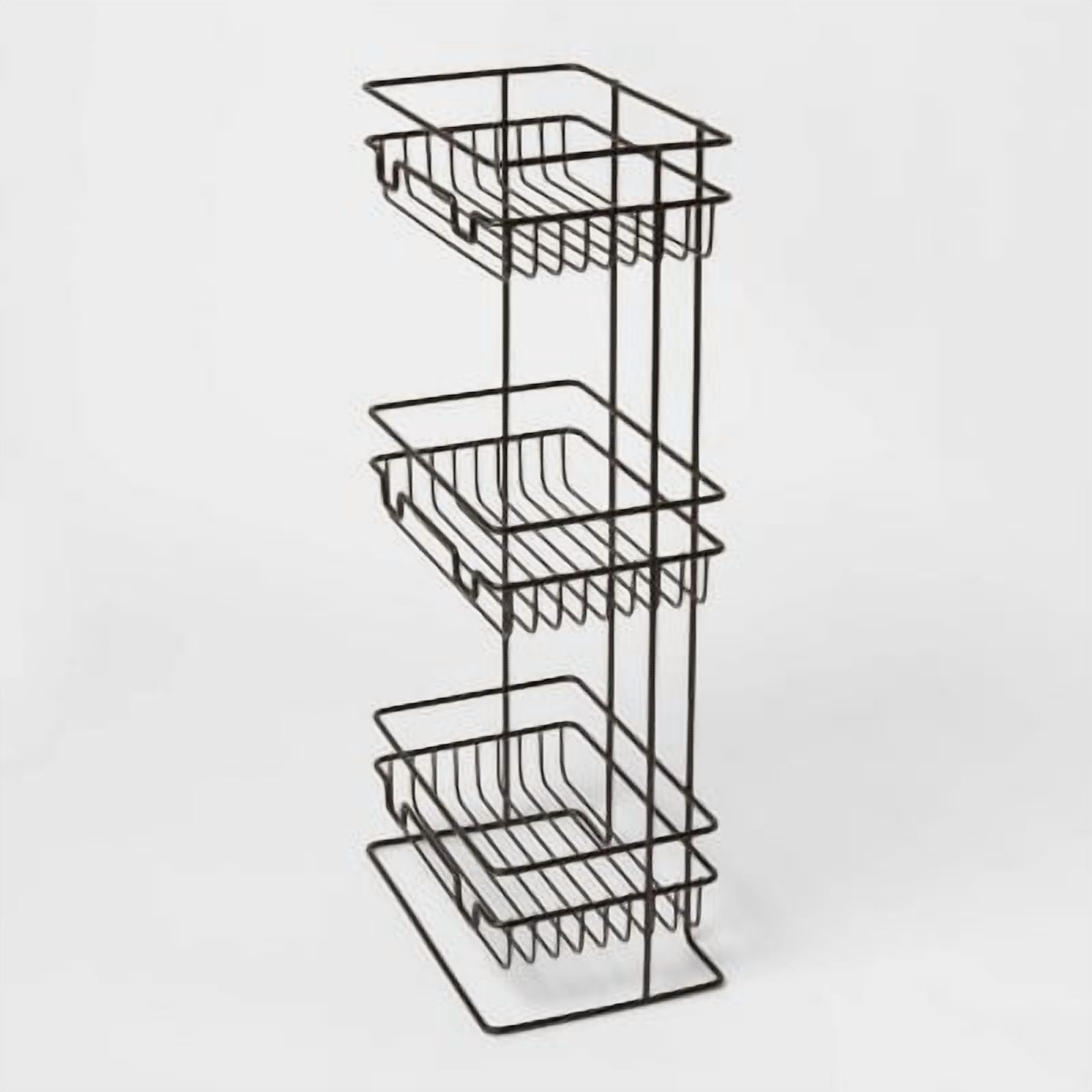 3 Tier Round Wire Shower Storage Tower - Bathroom Organizer with Rust-Resistant Steel