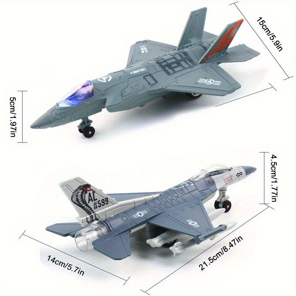 Scale 1:72  (F-35 + F-16 ) Fighter Jet Aircraft Diecast Plane Model with Light&Sound, Suitable for Aircraft Enthusiasts To Collect, Give Gifts, Desktop Decoration