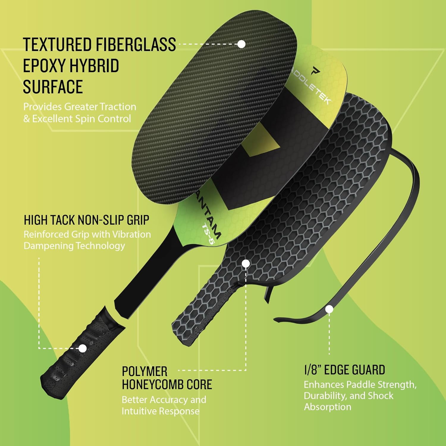 Paddletek Bantam TS-5 Pickleball Paddle -Green