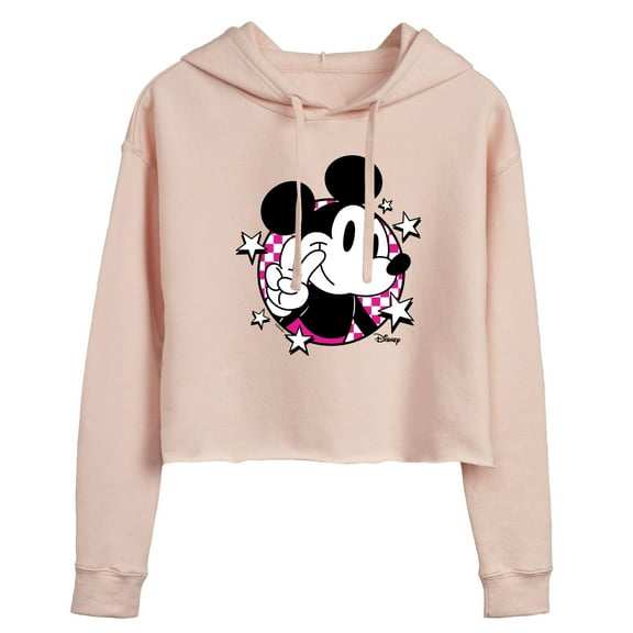 Disney - Mickey & Friends - Mickey Gives A Peace Sign - Retro Style - Juniors Cropped Pullover Hoodie