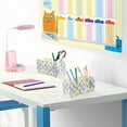 thumbnail image 3 of Bohomia Blue and Yellow Acrylic Pen Holder Cup 4 Compartments Clear Pencil Organizer Makeup Brush Holder Storage for Office Desktop Dorm, 3 of 5