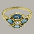 thumbnail image 5 of LBG British Made 9k Yellow Gold Synthetic Cubic Zirconia & Natural London Blue Topaz Womens Statement Ring - 33 size options - Size 9, 5 of 6