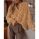 thumbnail image 3 of Blusa de Encaje para Mujer PRETTYGARDEN Manga Larga Caqui Talle S, 3 of 8