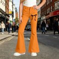 thumbnail image 2 of Landzoo Girls Flared Pants Bowknot Graphic Slim Fit High Waisted Fall Casual Kid Girls Trousers, 2 of 4