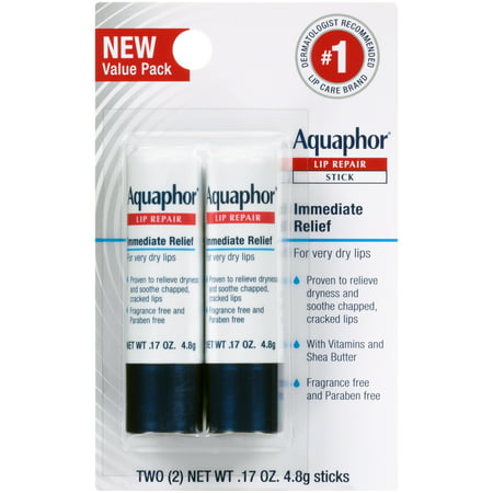 Aquaphor Lip Repair Stick - Soothes Dry Chapped Lips - Two(2) .17 oz. (Best Lip Repair For Chapped Lips)