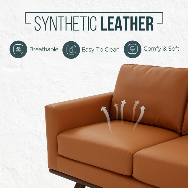 Leisuremod Chester Modern Leather 3 Seater Sofa With Birch Wood