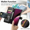 thumbnail image 6 of ELEHOLD Case for Samsung Galaxy S23 Ultra, RFID Blocking Zipper Leather Wallet Stand Case with Card Slot & Wrist Strap & Ring Holder,Black, 6 of 10