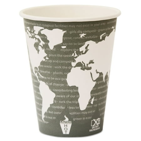Eco-Products World Art Renewable and Compostable Hot Cups, 12 oz, 50/Pack, 20 Packs/Carton