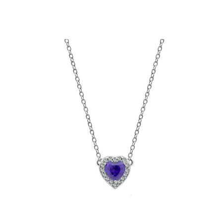 - DIAMONBLISS Platinum Plated Brass Tanzanite Heart Halo Birthstone Pendant Necklace- December