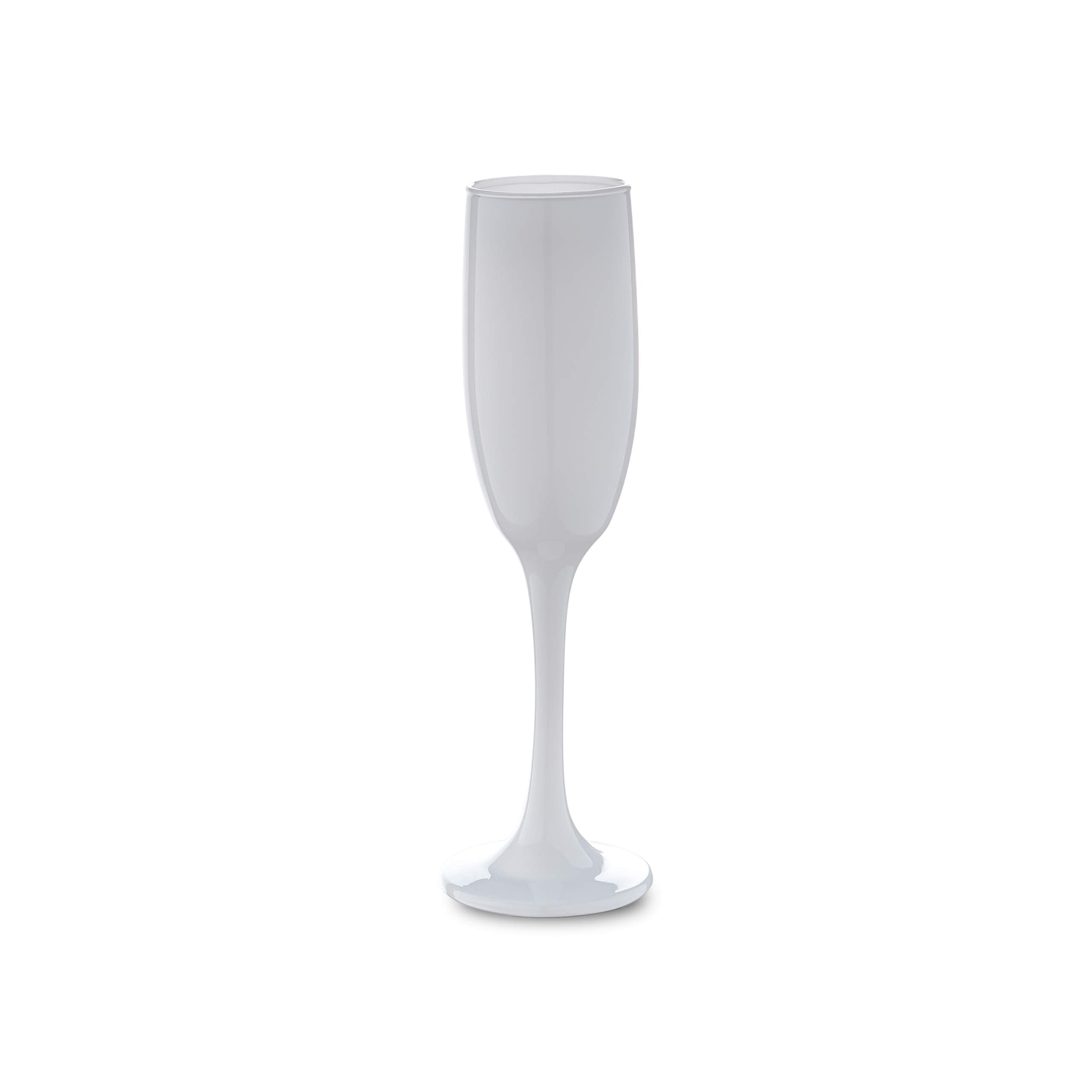Vikko Dcor White Champagne Flutes | 6 Ounce Capacity  Perfect for Parties, Weddings, and Everyday  Thick and Durable  Dishwasher Safe  Set of 6 Sparkling Wine Glasses