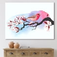 thumbnail image 2 of Designart ' Pink Bird Sitting On Cherry Branch ' Traditional Canvas Wall Art Print, 2 of 4