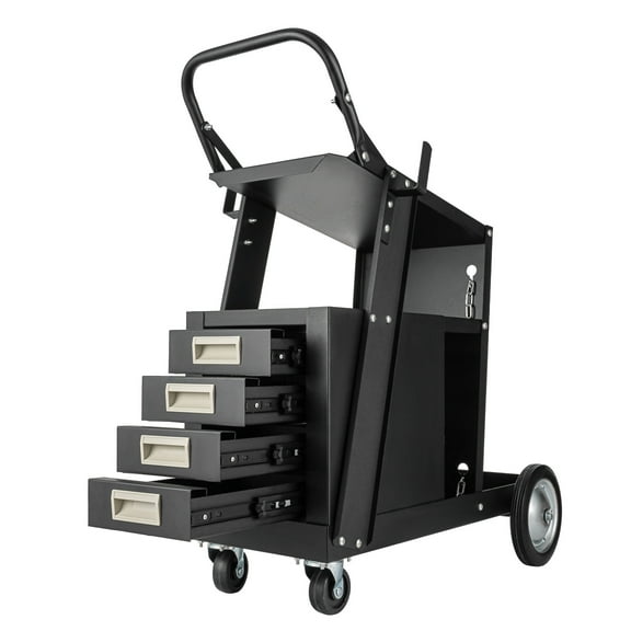 SHZOND Welding Cart with Drawers, Mig Welder Cart 250 Lbs Capacity, Weld Cart for TIG MIG Welder and Plasma Cutter with 4 Drawers and 2 Safety Chains
