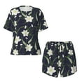 thumbnail image 4 of Naloa Lilies Flowers Women's Short-Sleeved Pajama Set, Loungewear, Summer pajamas, Breathable Cozy - X-Large, 4 of 9