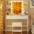 thumbnail image 3 of Ktaxon Lighted Makeup Vanity, White Vanity Table Set with 2 Drawer and Charging Station, Femal Gift, 3 of 11
