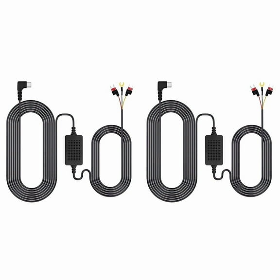 2X Universal 3.5M Car Dash CAM Wire 12/24V to 5V 3A Vehicle DVR Hardwire Cable Kit Video Camera Recorder Type-C Line