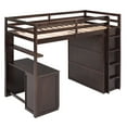 thumbnail image 5 of Espresso Twin Loft Bed w/ Desk, Drawers &amp; Wardrobe - Solid Wood, 78"x44", Space-Saving Bedroom Furniture. Ideal for small rooms., 5 of 20
