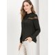 thumbnail image 4 of Blusa Elegante Labor De Retazos De Encaje Camisa Cuello Del Lazo Manga Larga Para Mujeres Negro M Unique Bargains Blusa, 4 of 6