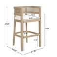 thumbnail image 2 of GDF Studio Upholstered Bar Stools with Wood Rattan Frame, Contemporary Arm Chairs, Beige+Light Ash, Set of 2, 2 of 7