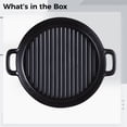 thumbnail image 5 of 9.4 in / 23.8 cm Ceramic Baking Pan, Black Microwave Grill Pan with Ribbed Surface, Oven Safe Round Baking Dish with Double Handles, 1.2 in / 3 cm Deep, Convection Microwave Cookware, 5 of 5