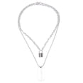 thumbnail image 4 of POINTERTECK Punk Double Layer Lock Link Chain Necklace Padlock Blade Pendant Necklace Women, 4 of 6
