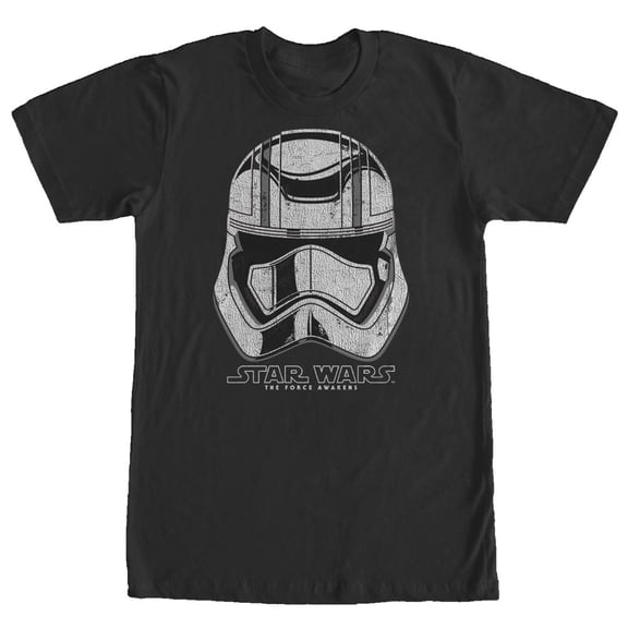 Men's Star Wars The Force Awakens Captain Phasma Distressed Helmet Graphic Tee Black 2X Large