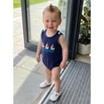thumbnail image 4 of BemeyourBBs Newborn Baby Boys Summer Clothes Infant Baby Boys Bubble Romper Overalls Casual Sailboat Embroidery Sleeveless Bodysuit Jumpsuit Playsuit Overalls, 4 of 9