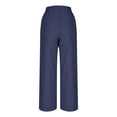 thumbnail image 4 of Htigea Linen Pants for Womens Elastic High Waisted Palazzo Pants Casual Wide Leg Long Lounge Pant Trousers with Pocket Navy,S, 4 of 6
