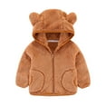thumbnail image 2 of Daqian Lightweight Jackets for Girls Kids Baby Warm Girls Boys Flannel Winter Fleece Jackets Sweatshirt Hooded Winter Coats for Girls Brown 130(5-6 Years), 2 of 4