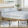 thumbnail image 5 of THREAD SPREAD 100% Organic Cotton California King Sheets - Percale Weave Cotton Sheets (4 PC, Floral Blue), Soft Cooling Hotel Printed Sheet Set, 5 of 7