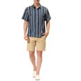 thumbnail image 2 of Lars Amadeus Men's Summer Hawaiian Short Sleeves Button Down Striped Shirts, 2 of 6