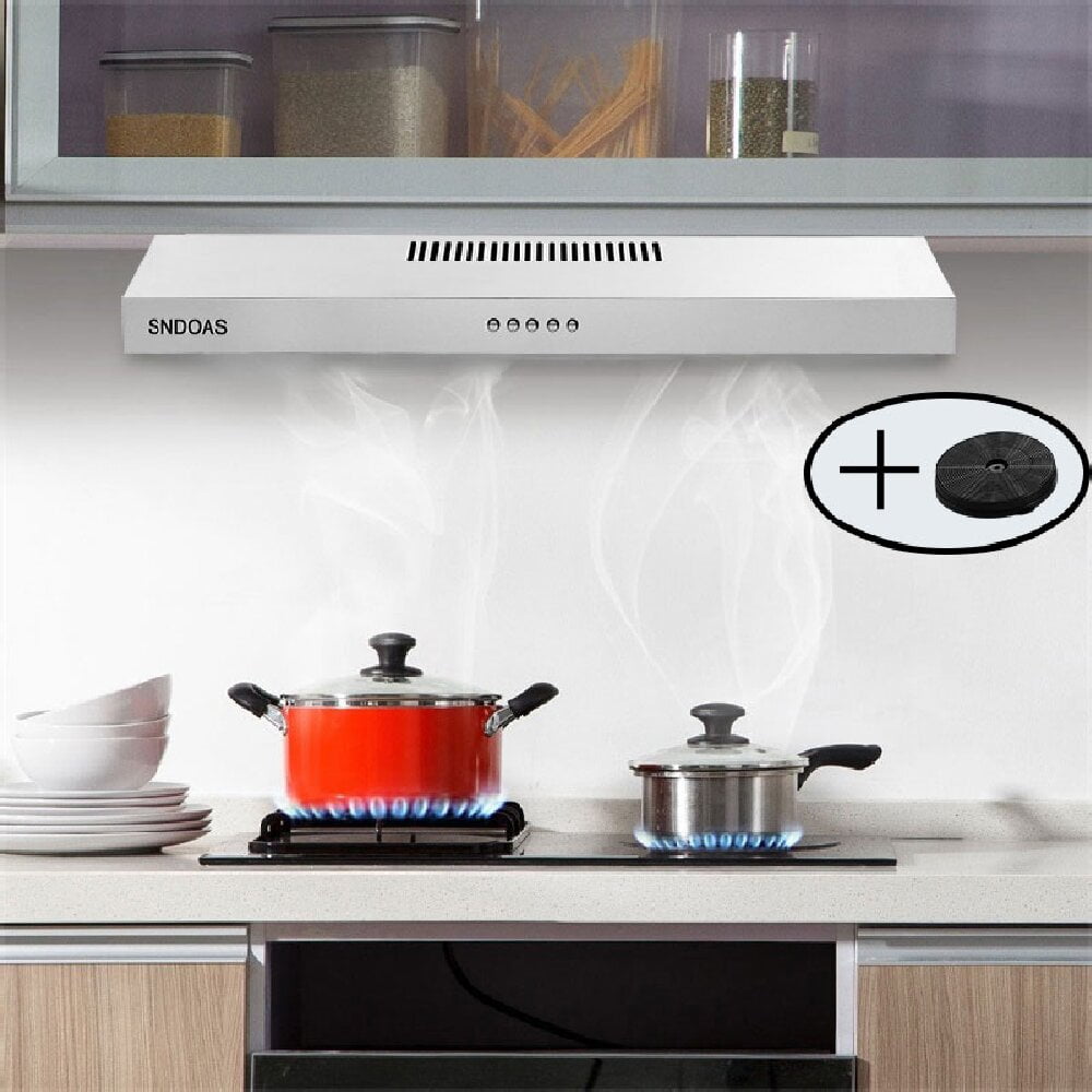 Joeaonz 30-Inch Ductless Range Hood with LED Lights, Stainless Steel, 230 CFM, 120V