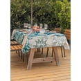 thumbnail image 4 of 52x70 Inch Outdoor Tablecloth with Umbrella Hole Zipper Rectangle Octopus Rectangular Tablecloths Outside Waterproof Coastal Starfish Ocean Shell Retro Coral Patio Table Cloth Cover for Picnic Party, 4 of 8
