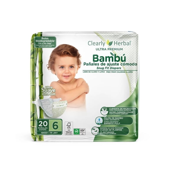 Pañales Clearly Herbal Bamboo Etapa 6 Unisex 20 piezas