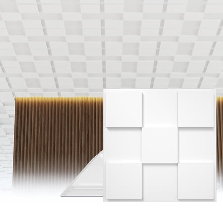 Loo Yee 24 PCS 2x2 FT Cross-Shaped Block Design Decorative Ceiling Tiles, 24x24 Inch 3D Modern Ceiling Panels, PVC Waterproof Cuttable Material Ideal for Living Room Bedroom Cover 96 Sq.Ft